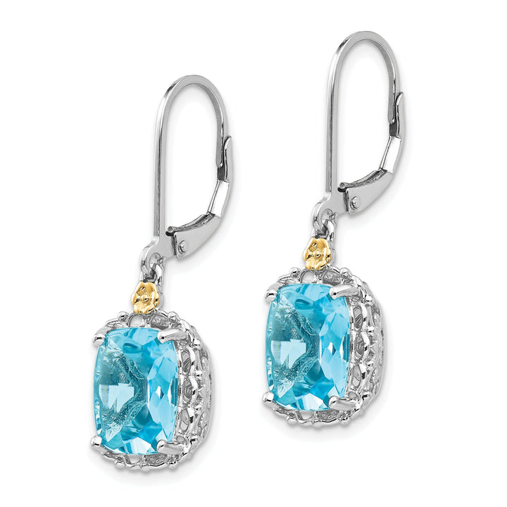 Sterling Silver Gold Blue Topaz Earrings