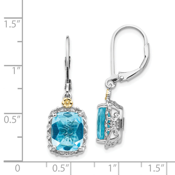 Sterling Silver Gold Blue Topaz Earrings