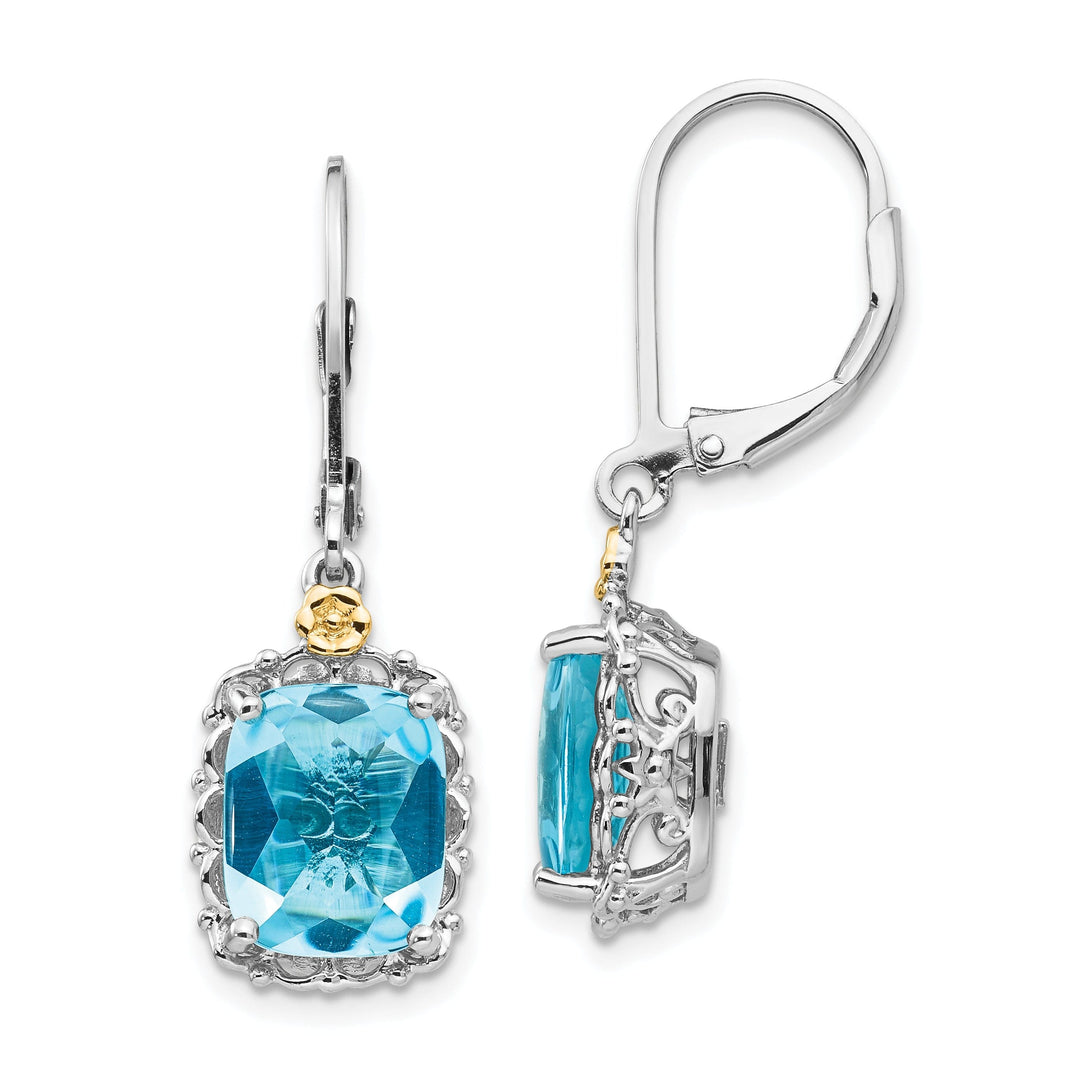 Sterling Silver Gold Blue Topaz Earrings