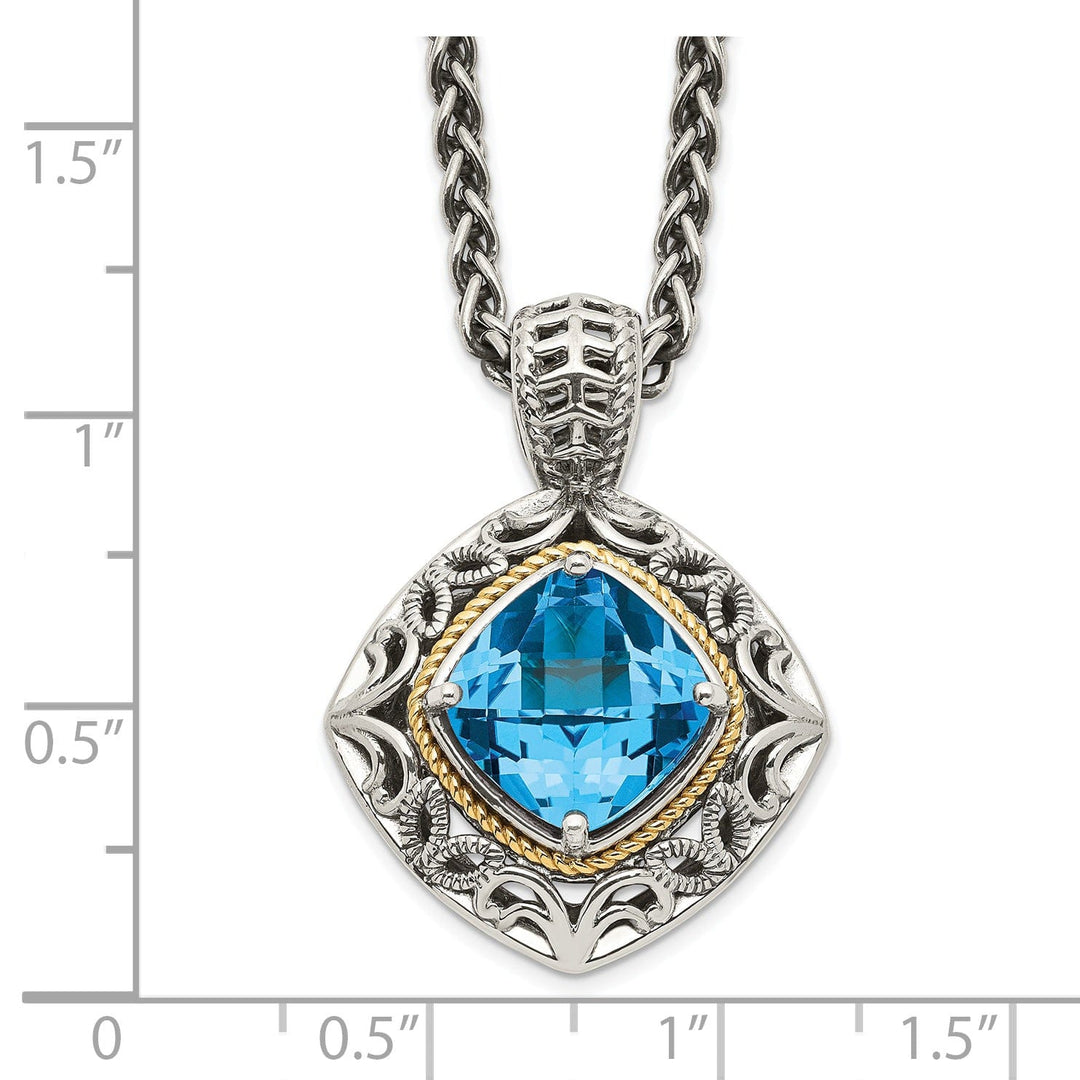 Sterling Silver Gold Blue Topaz Necklace