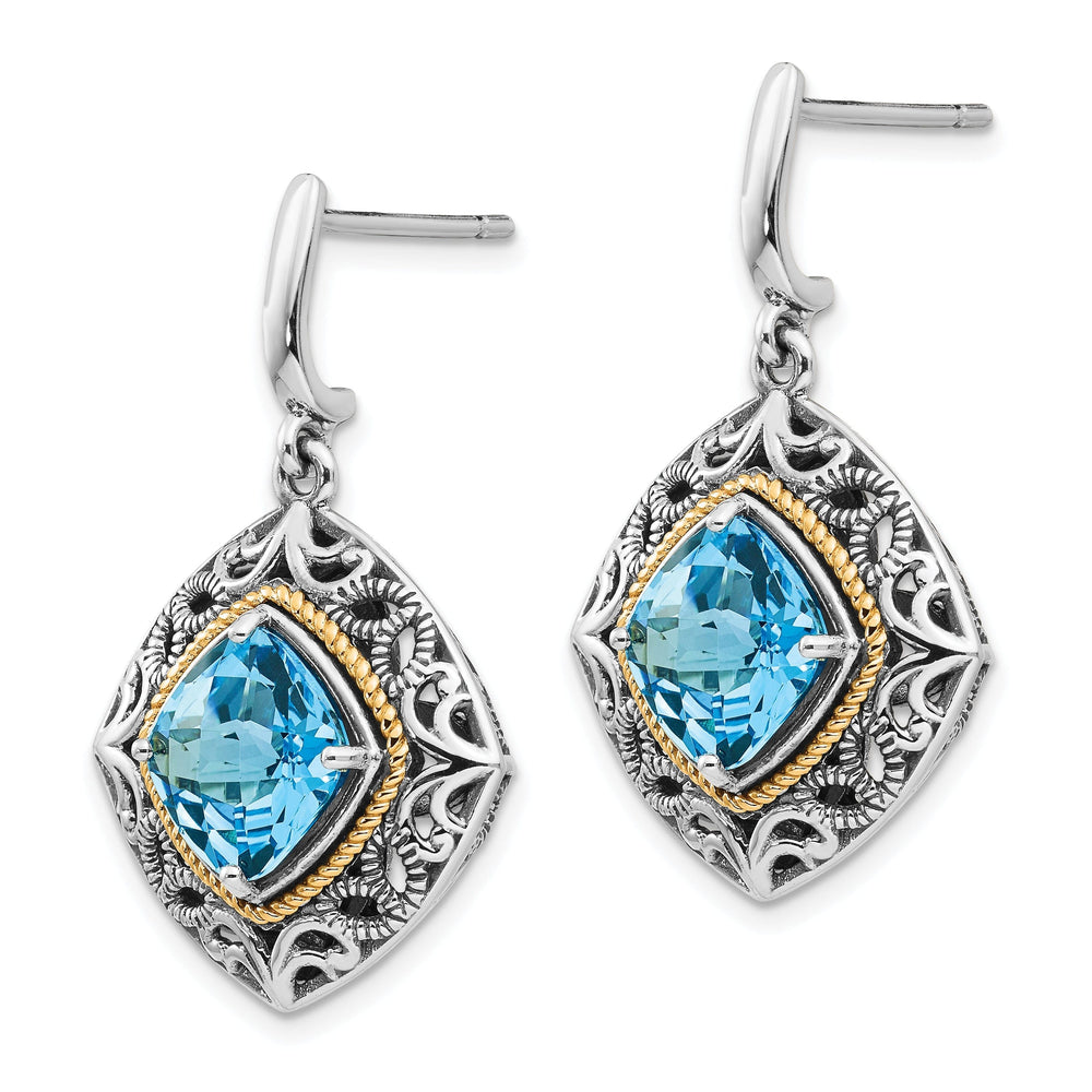 Sterling Silver Gold Blue Topaz Earrings