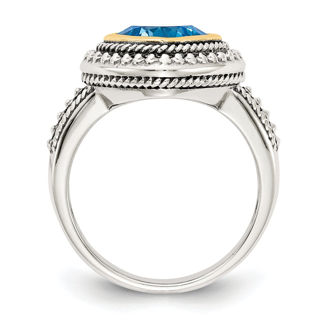 Sterling Silver Gold Blue Topaz Ring