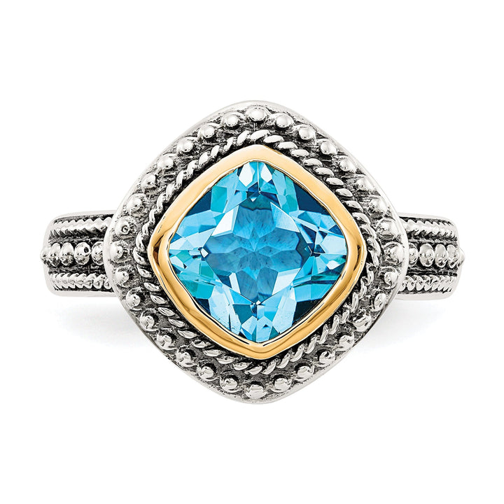 Sterling Silver Gold Blue Topaz Ring