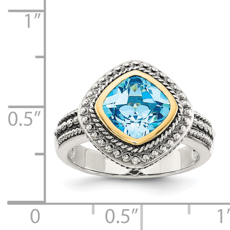 Sterling Silver Gold Blue Topaz Ring