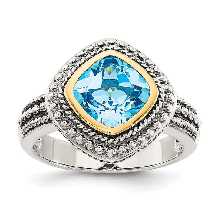 Sterling Silver Gold Blue Topaz Ring