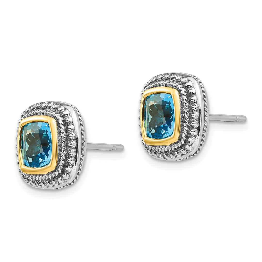 Sterling Silver Gold Blue Topaz Earrings