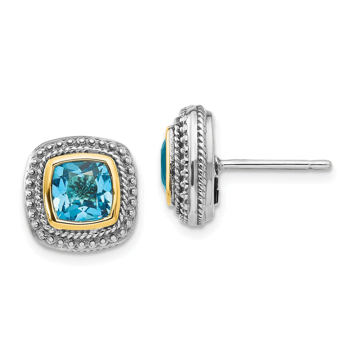 Sterling Silver Gold Blue Topaz Earrings