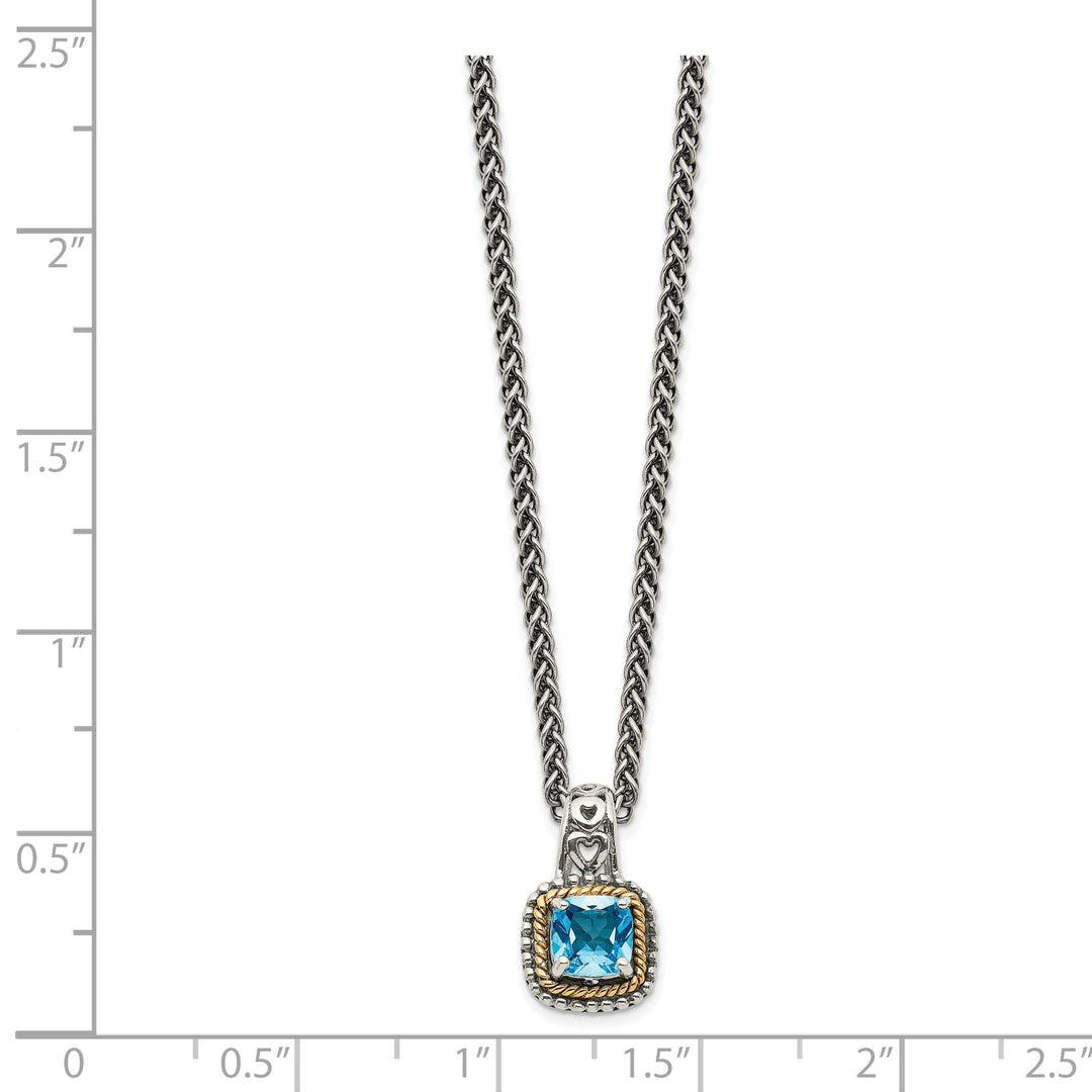 Sterling Silver Gold Blue Topaz Necklace