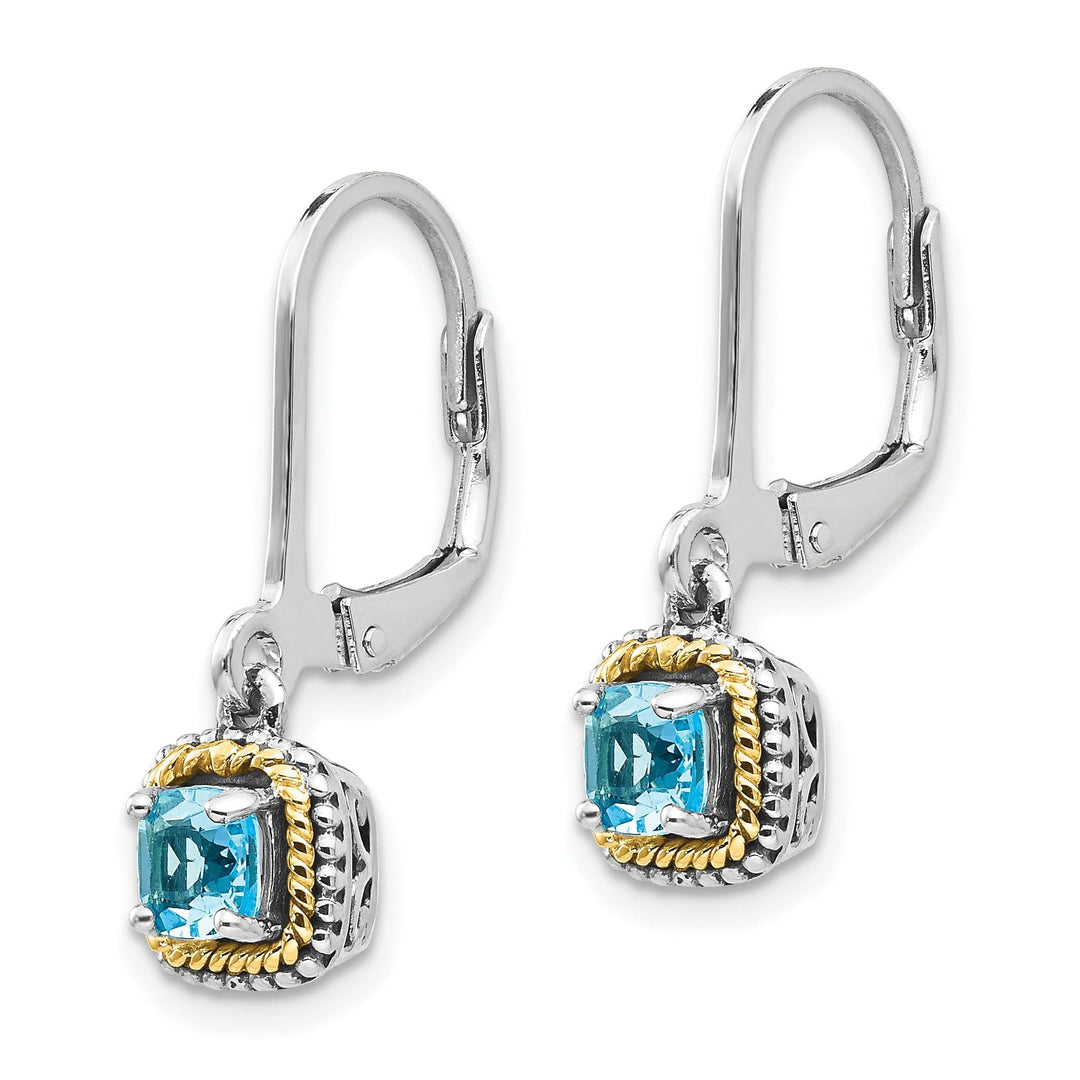 Sterling Silver Gold Blue Topaz Earrings