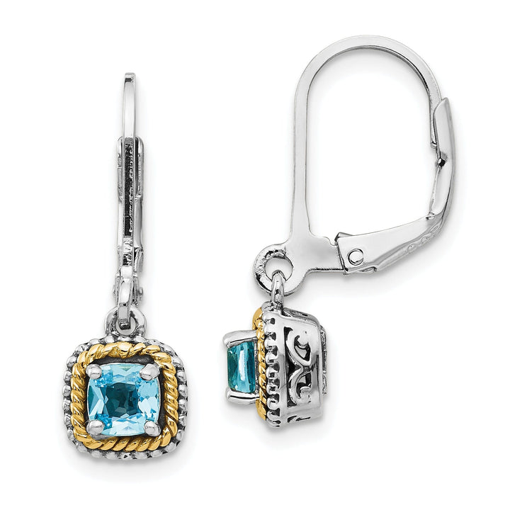 Sterling Silver Gold Blue Topaz Earrings