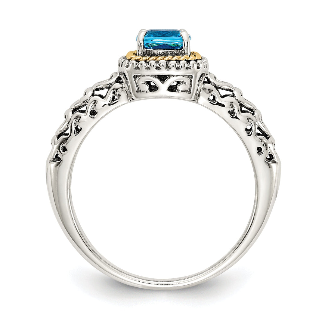 Sterling Silver Gold Blue Topaz Ring