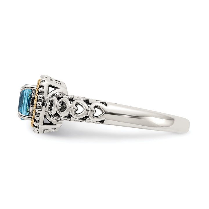 Sterling Silver Gold Blue Topaz Ring