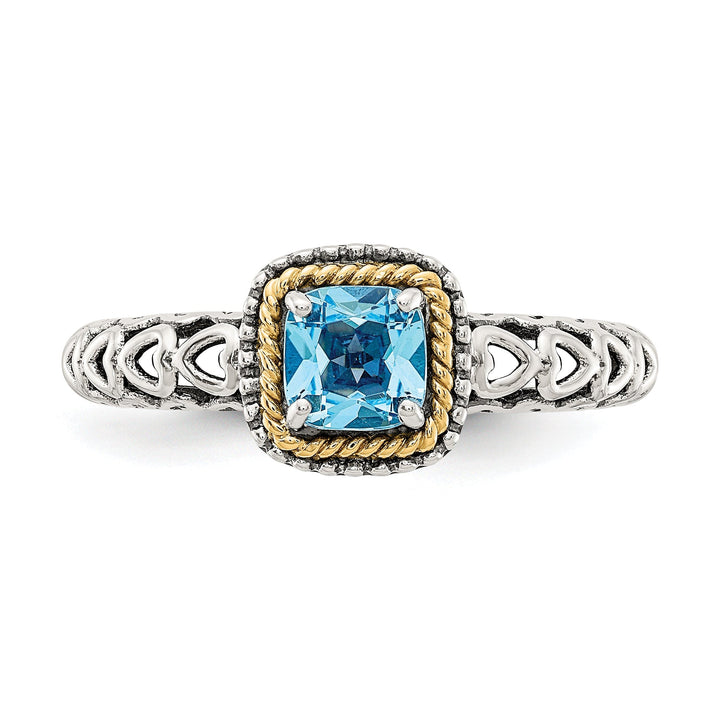 Sterling Silver Gold Blue Topaz Ring