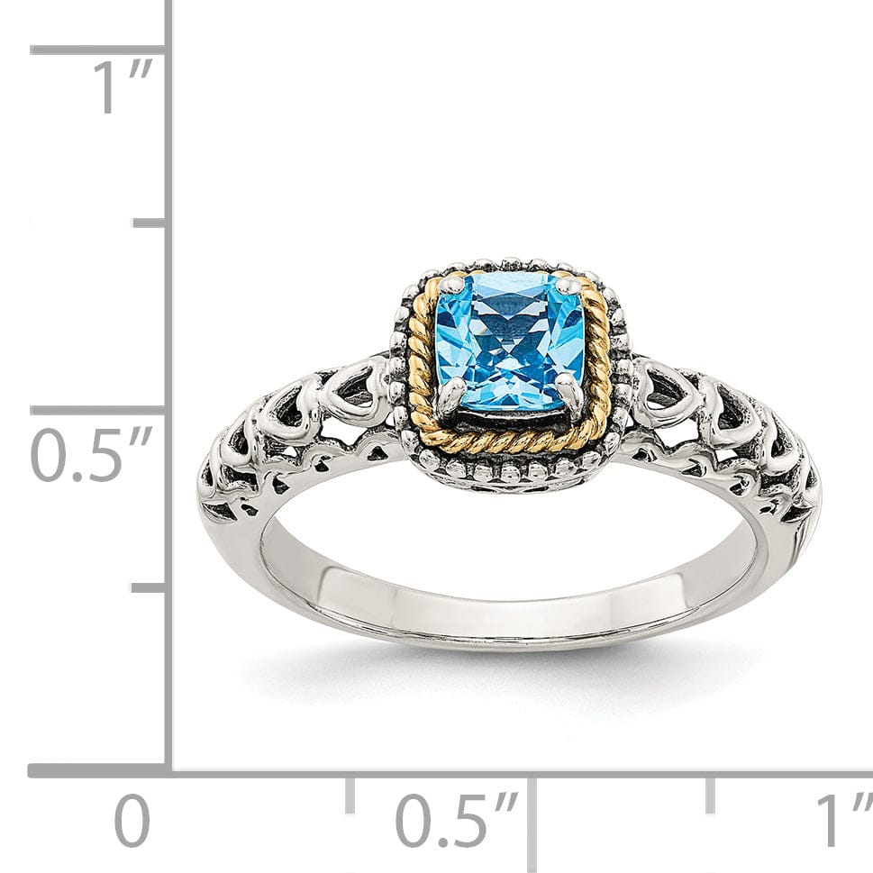 Sterling Silver Gold Blue Topaz Ring