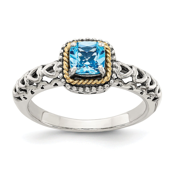 Sterling Silver Gold Blue Topaz Ring