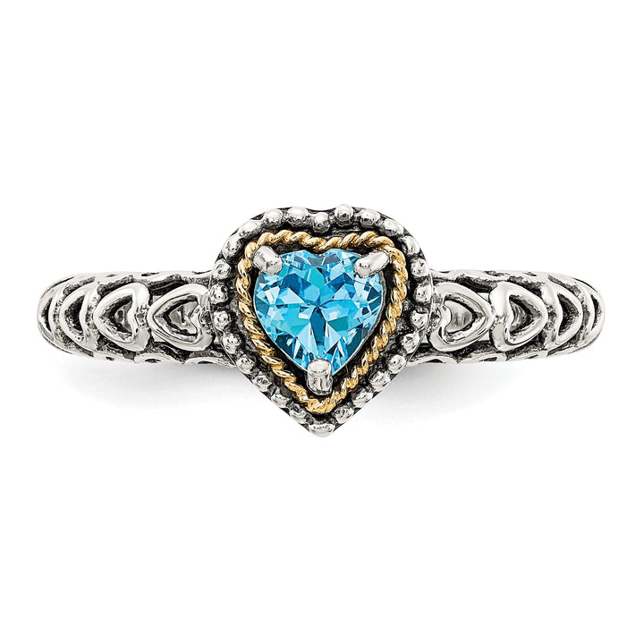 Sterling Silver Gold Blue Topaz Ring