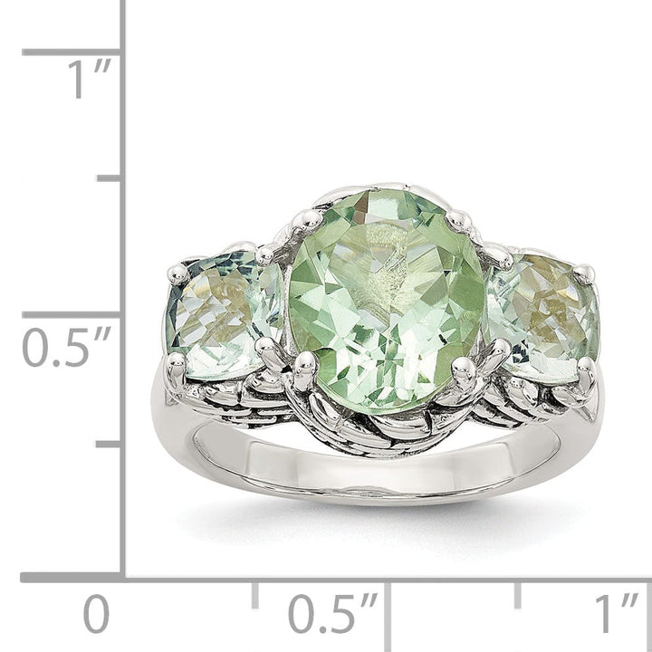 Sterling Silver 5.15 Green Amethyst Ring