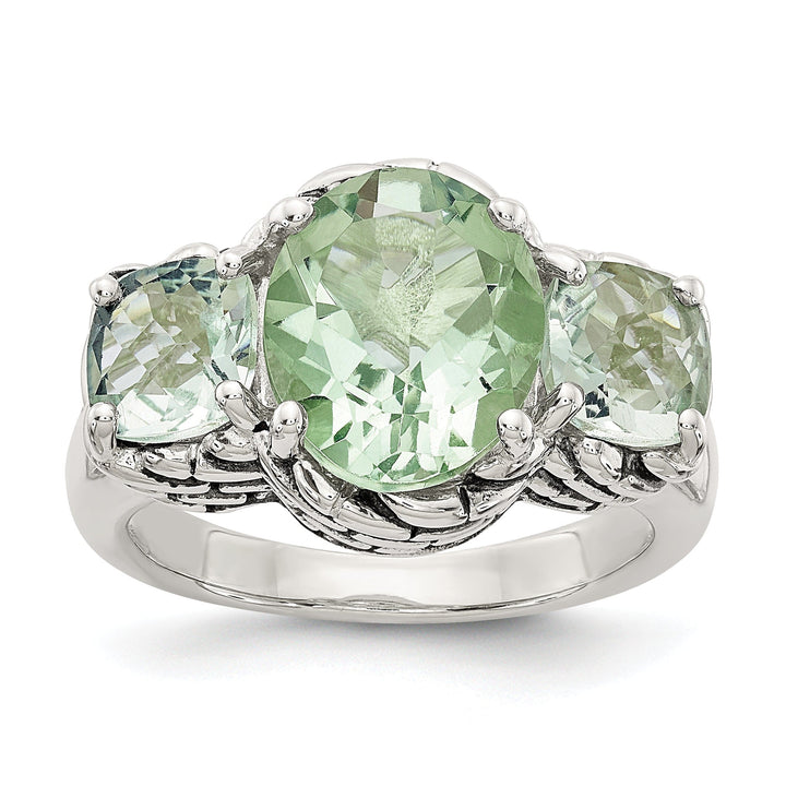 Sterling Silver 5.15 Green Amethyst Ring