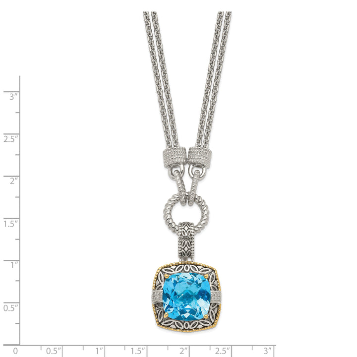 Sterling Silver Gold Topaz Diamond Necklace