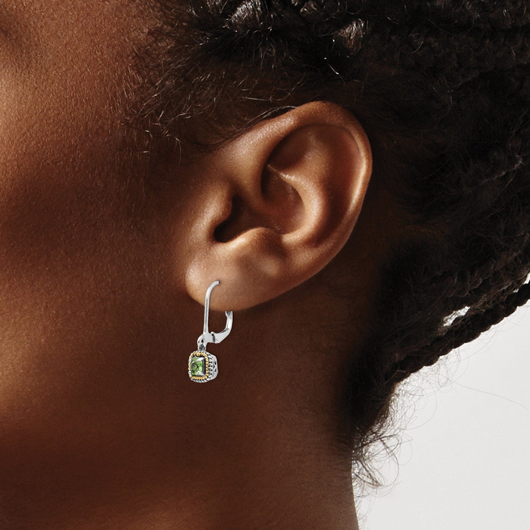 Sterling Silver Gold Peridot Earrings