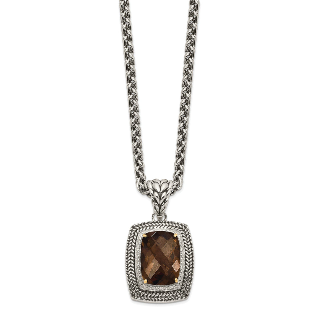 Sterling Silver Gold Smokey Quartz 18 Necklace