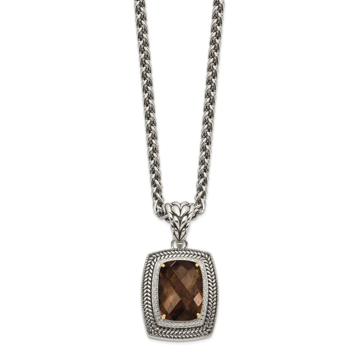 Sterling Silver Gold Smokey Quartz 18 Necklace