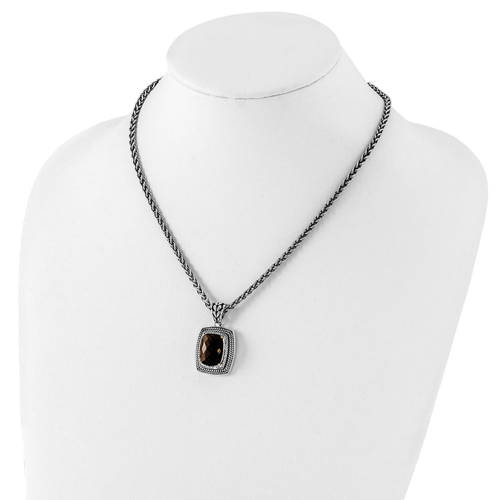 Sterling Silver Gold Smokey Quartz 18 Necklace