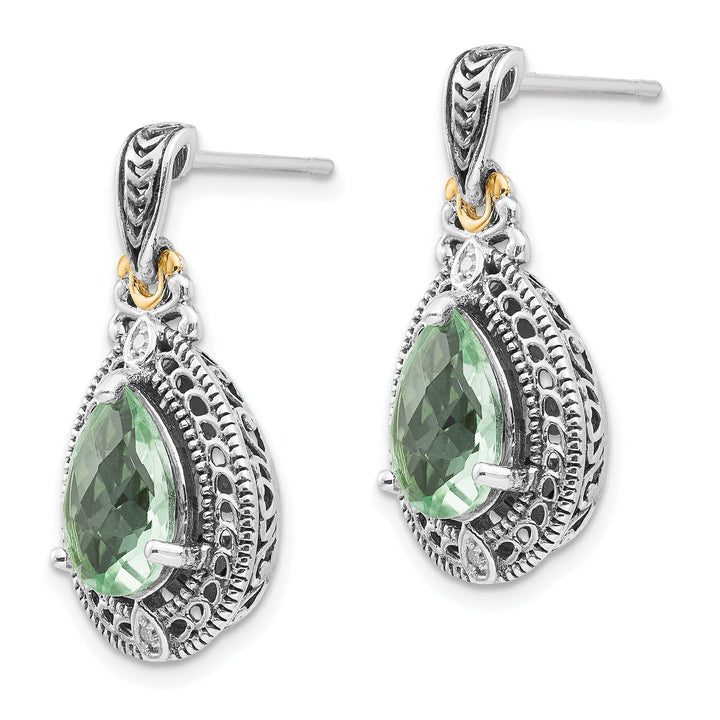 Sterling Silver Gold Diamond Quartz Earrings