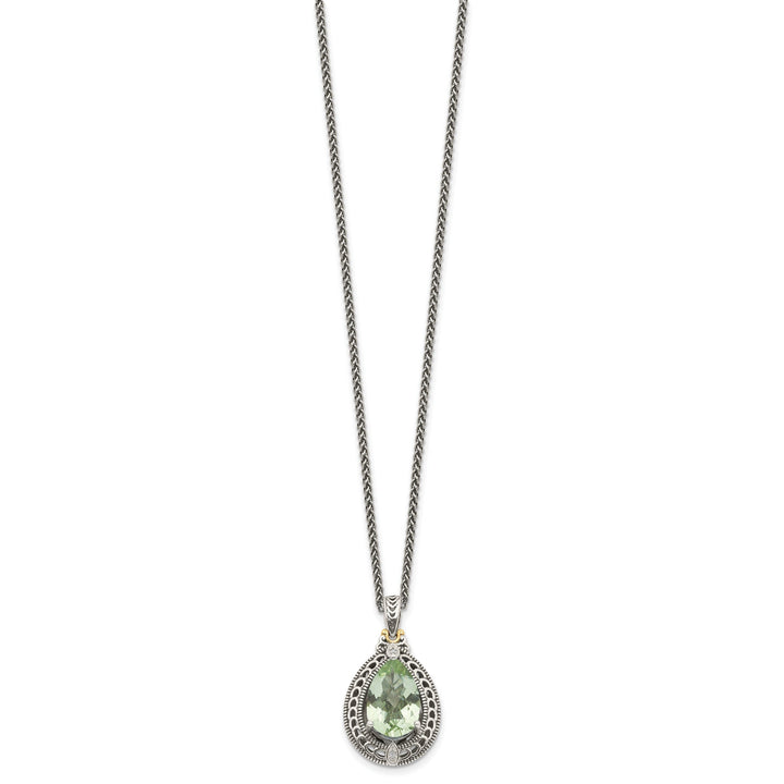 Sterling Silver Gold Diamond Quartz Necklace