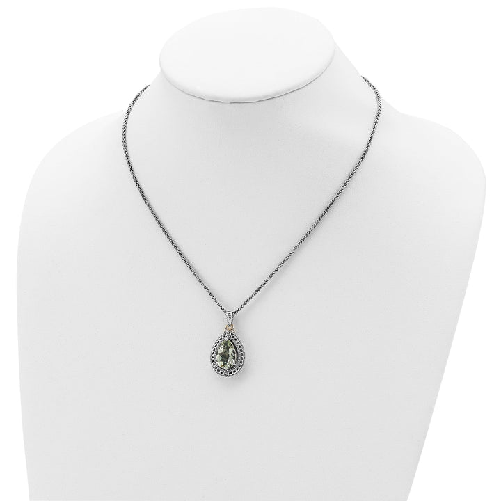 Sterling Silver Gold Diamond Quartz Necklace