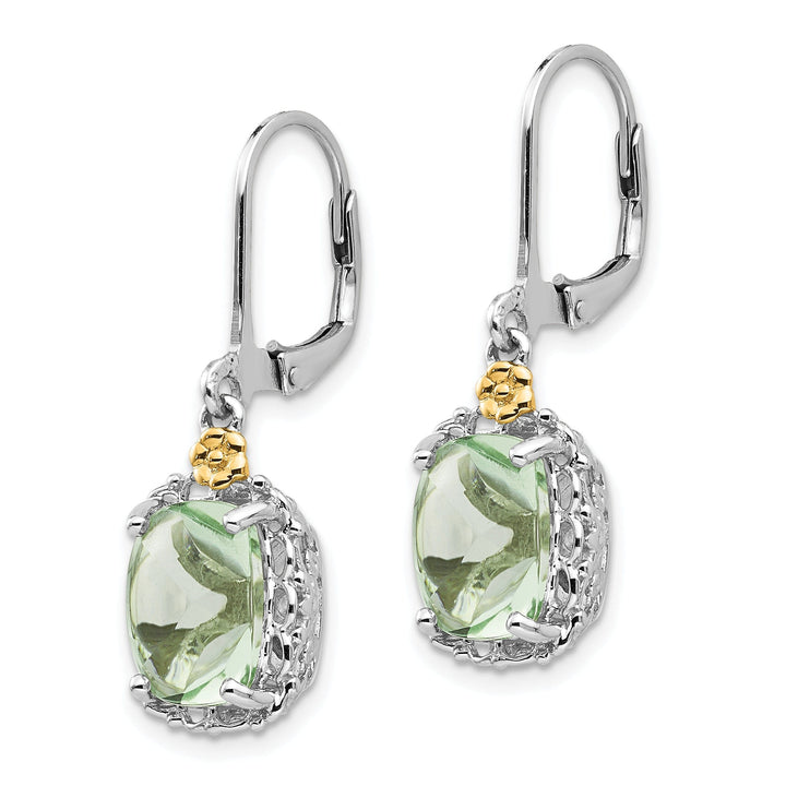 Sterling Silver Gold Green Quartz Earrings