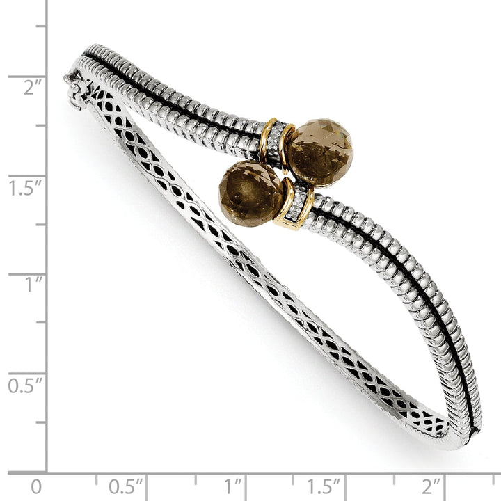 Sterling Silver Gold Quartz Diamond Bracelet