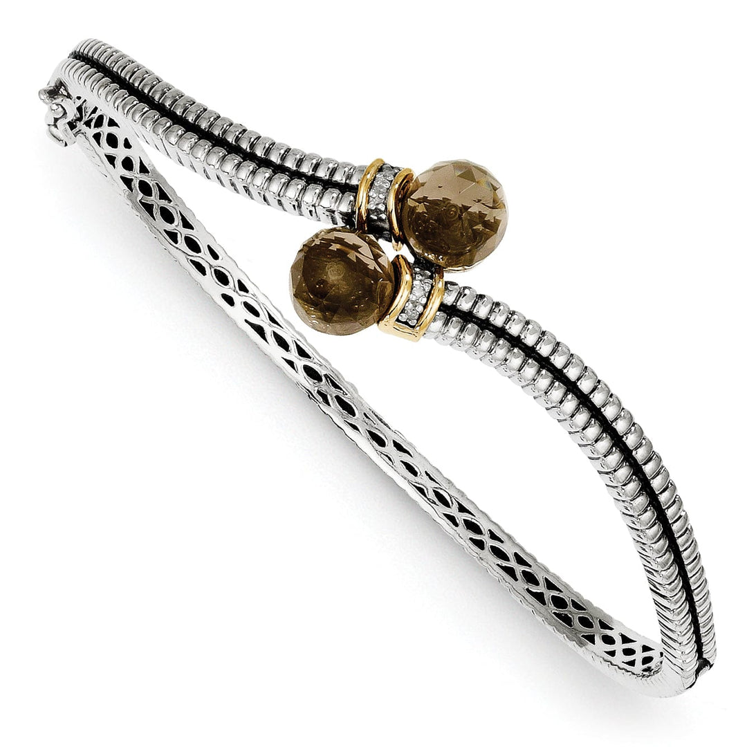 Sterling Silver Gold Quartz Diamond Bracelet