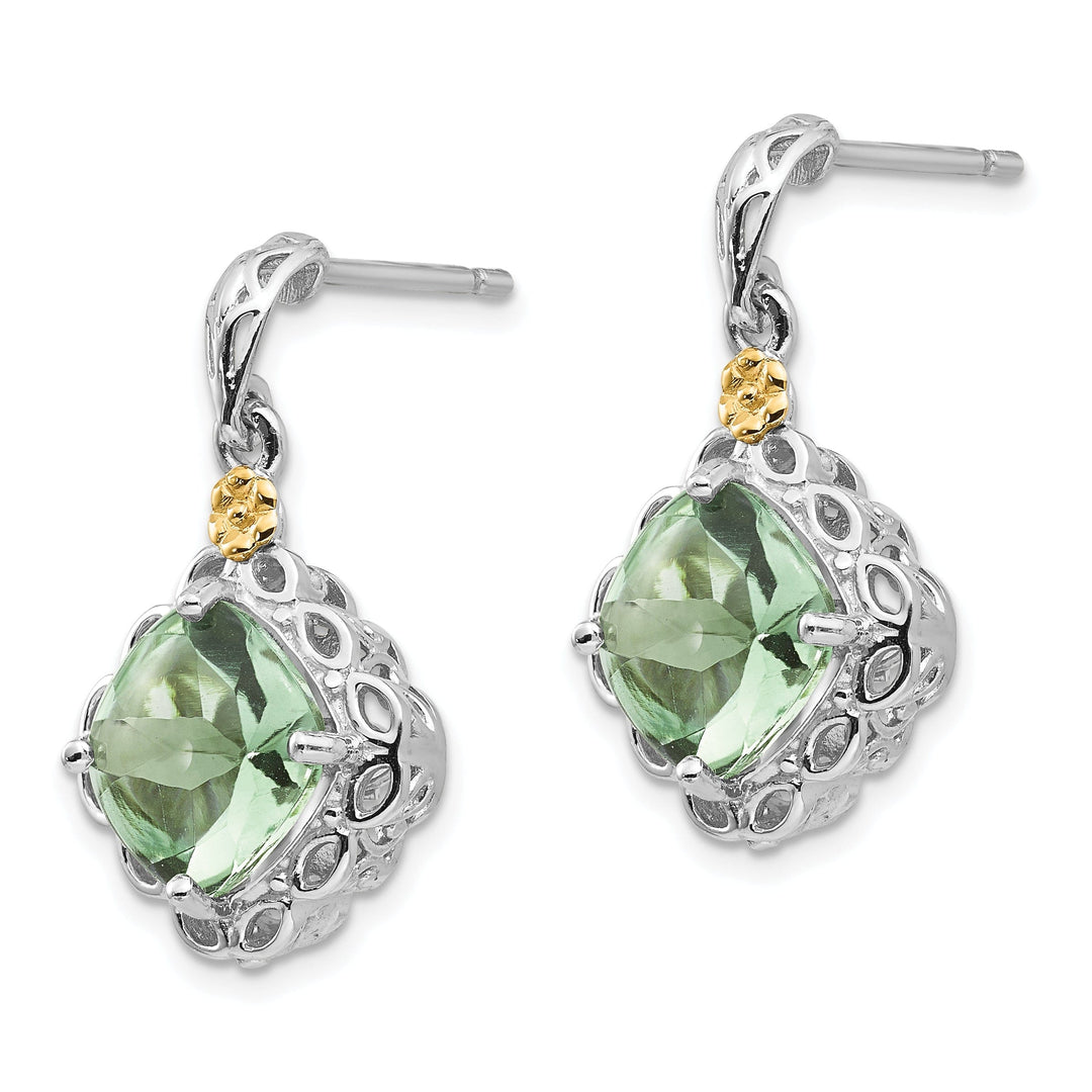 Sterling Silver Gold Green Quartz Earrings