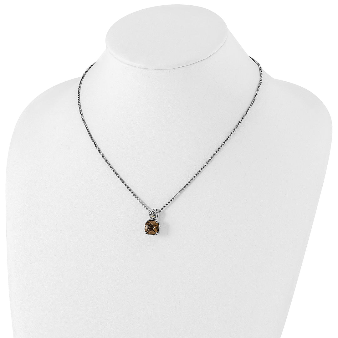 Sterling Silver Gold Smokey Quartz Necklace