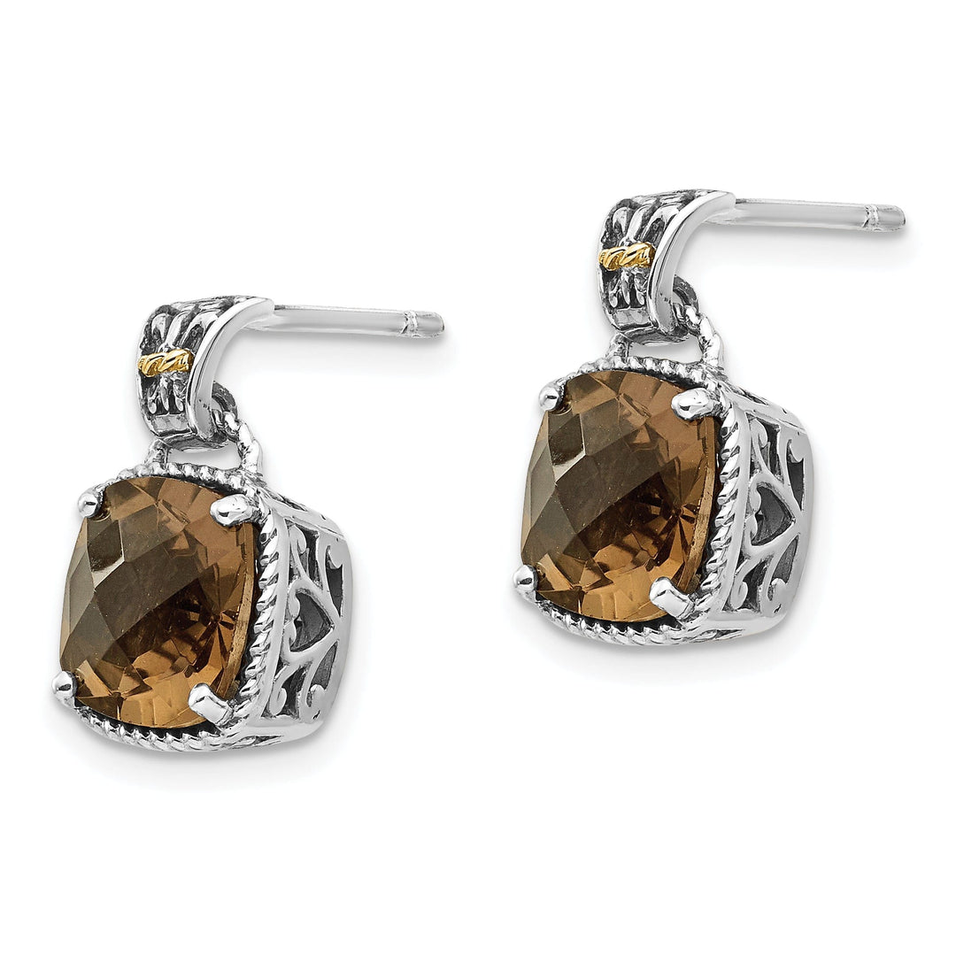 Sterling Silver Gold Smokey Quartz Earrings