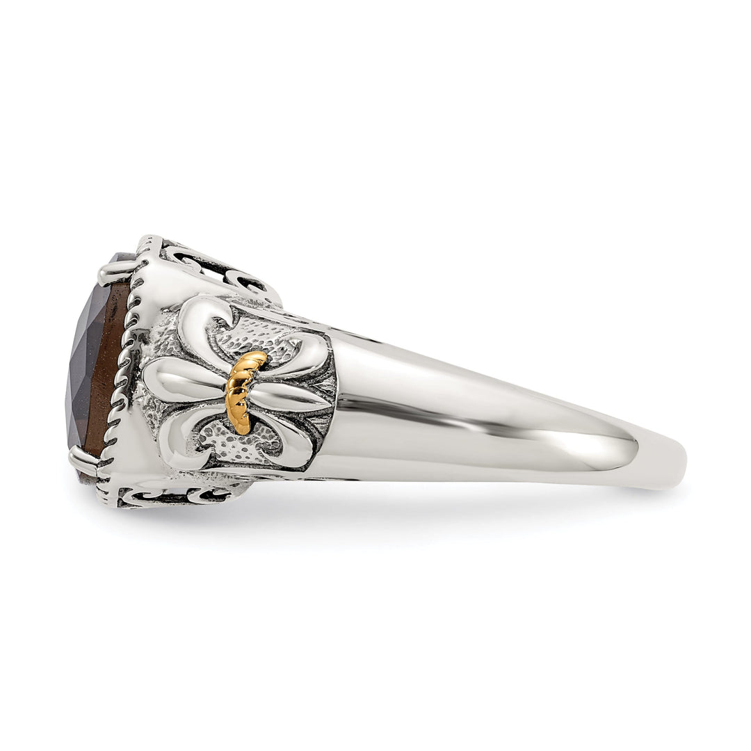 Sterling Silver Gold Smokey Quartz Ring