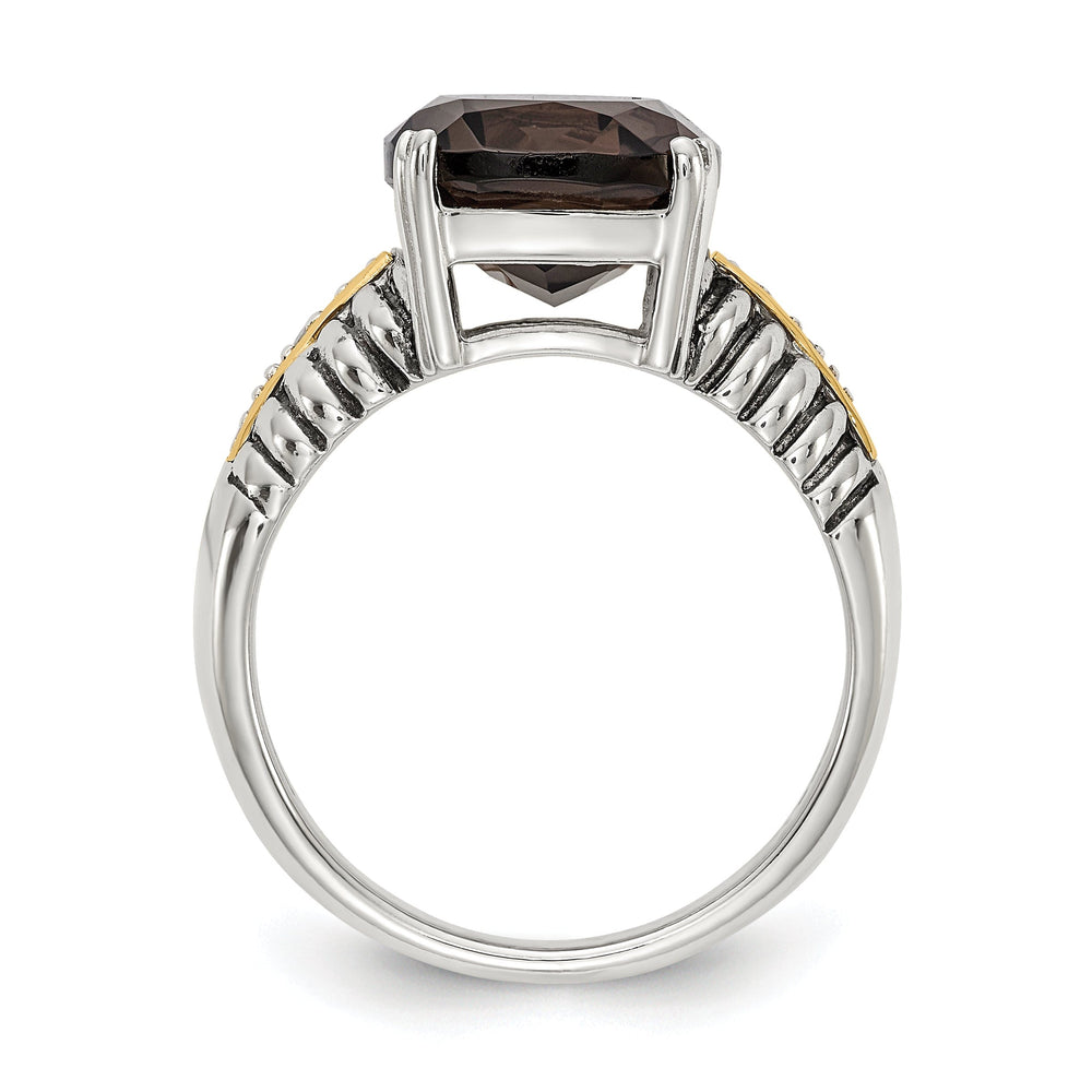 Sterling Silver Gold Quartz Diamond Ring
