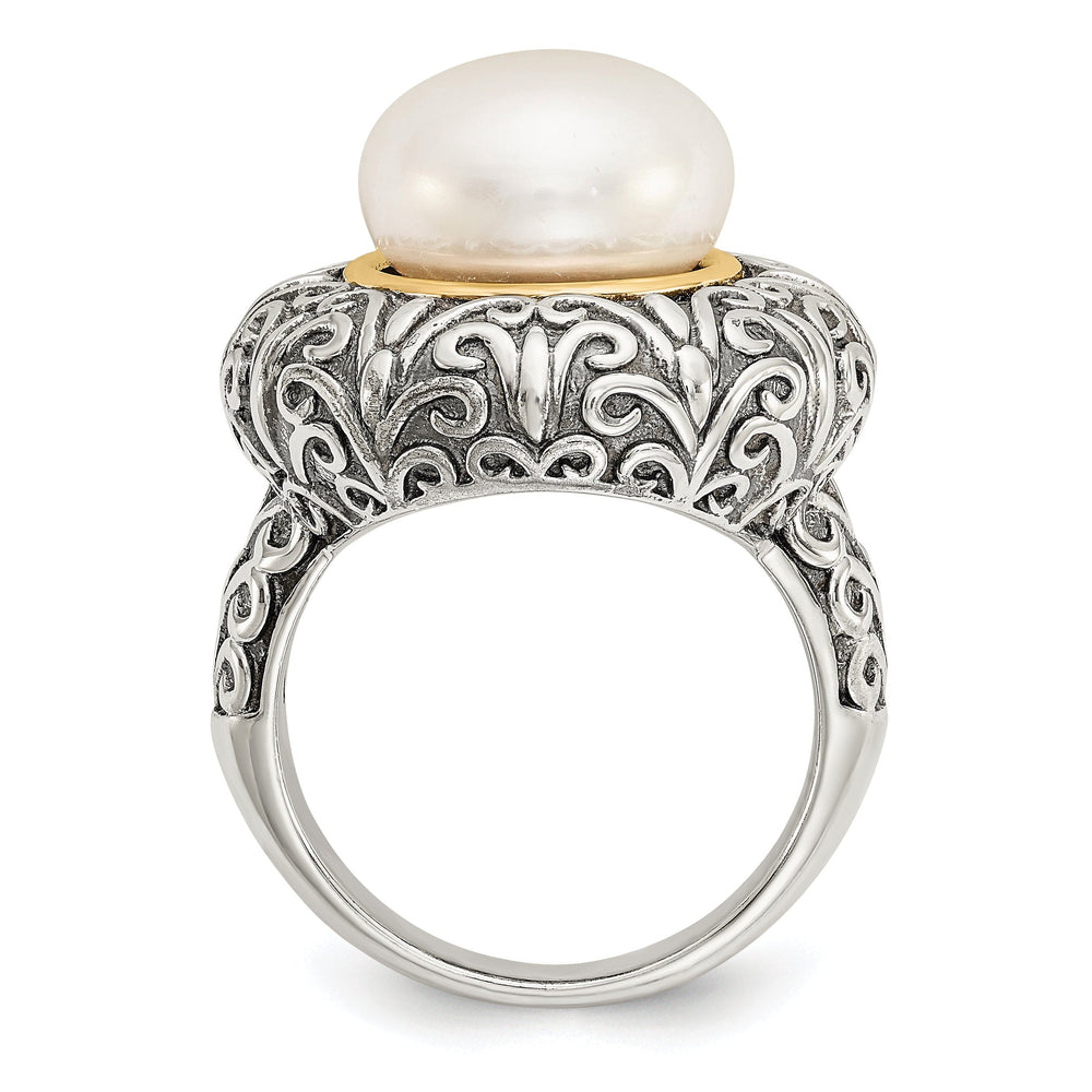 Sterling Silver Gold Pearl Ring
