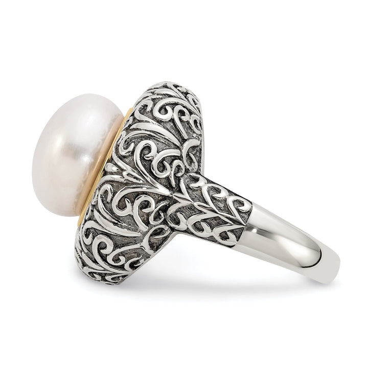 Sterling Silver Gold Pearl Ring