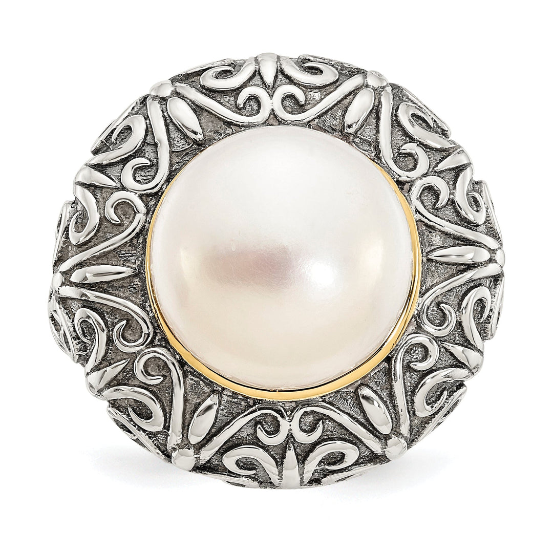 Sterling Silver Gold Pearl Ring