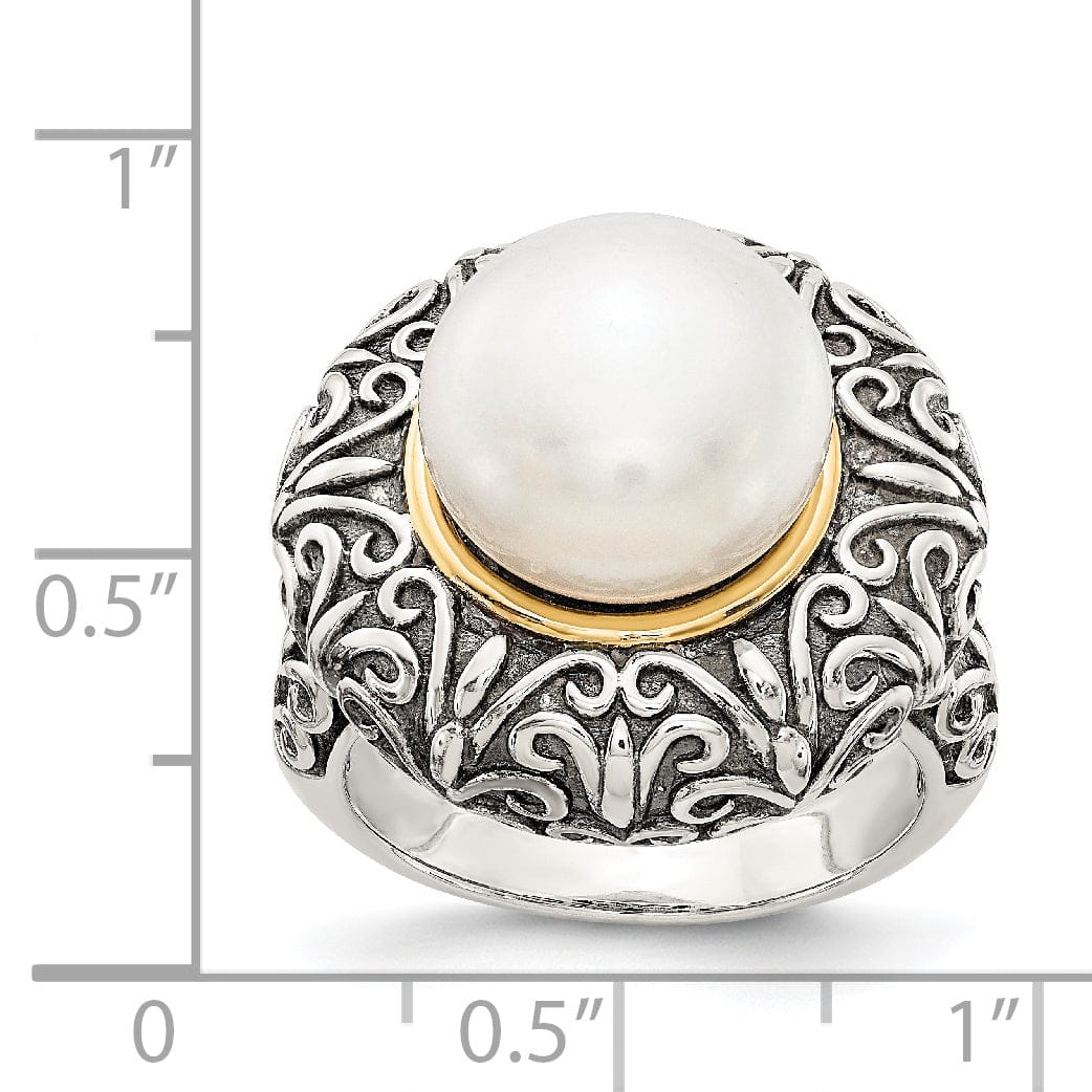 Sterling Silver Gold Pearl Ring