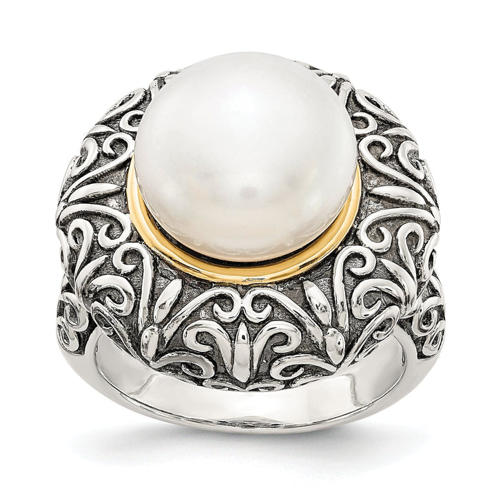 Sterling Silver Gold Pearl Ring