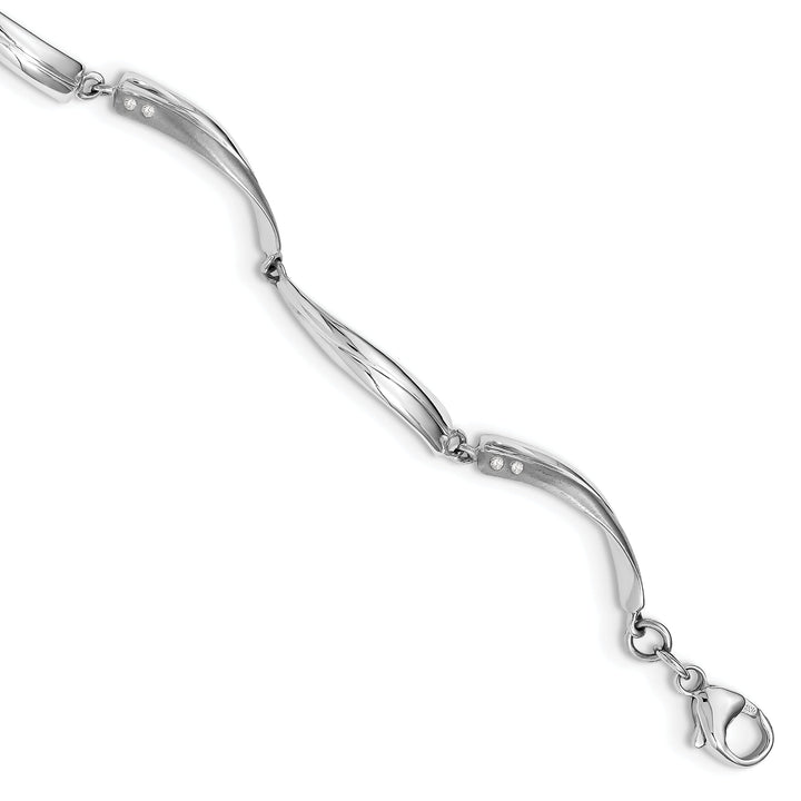 Silver Polish Satin Diamond White Ice Bracelet