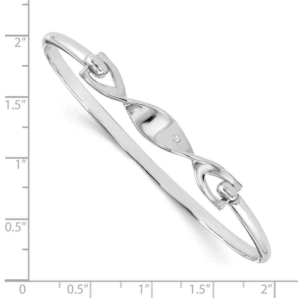 Silver Diamond White Ice Twist Bangle Bracelet