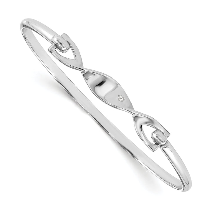 Silver Diamond White Ice Twist Bangle Bracelet