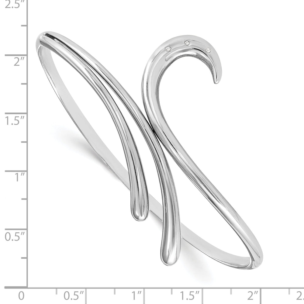 Silver Diamond White Ice Swirl Bangle Bracelet