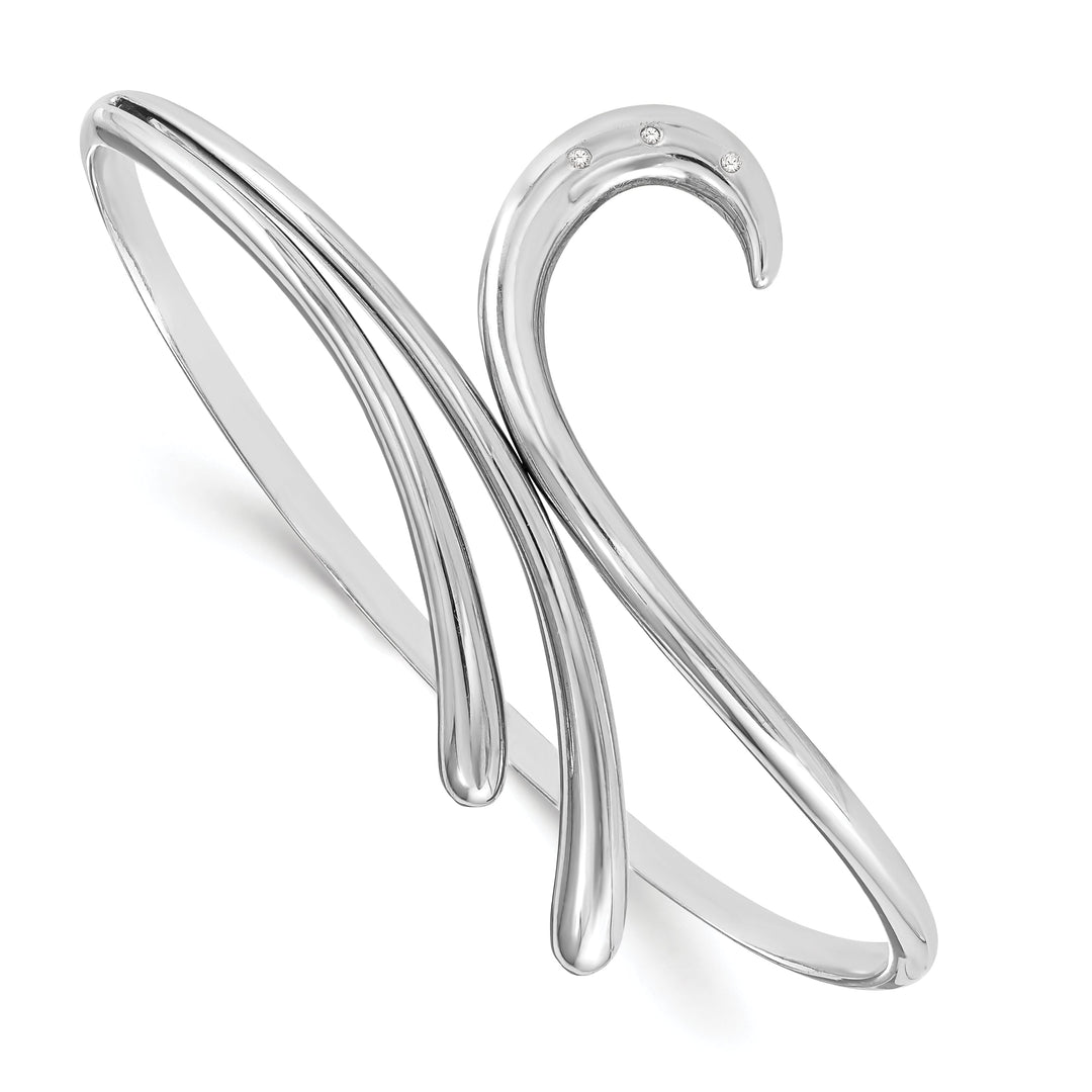 Silver Diamond White Ice Swirl Bangle Bracelet