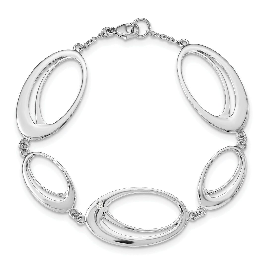 Silver Polished Diamond White Ice Bracelet