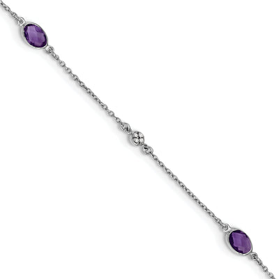 Silver Amethyst Gemstone Diamond Bracelet at $ 58.93 only from Jewelryshopping.com
